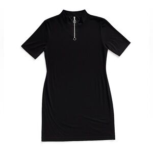 ASOS Black Stretch Mock Neck Mini Dress | Size 10 | 90s Mod Chic